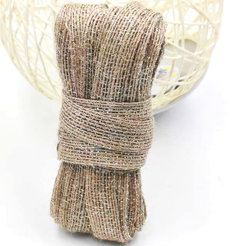 DIY Dekoration Jute Stoff Band mit Silber Fischerleine 85% Jute 15% Polyester