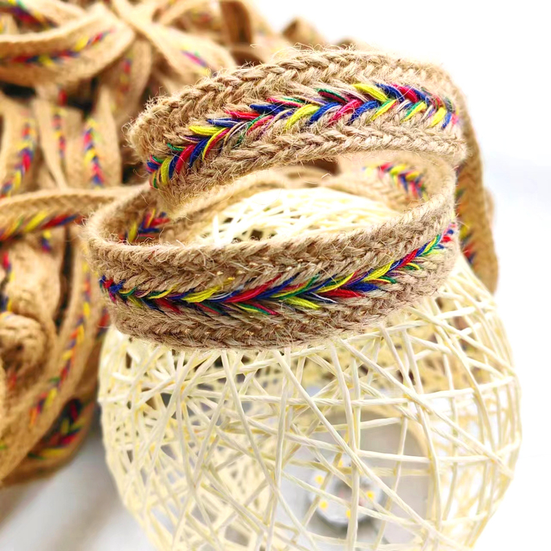 2.5cm breite natürliche Jute Spitze Trim-Bänder verdrehte Heringbone Webbing für Jute Handwerk