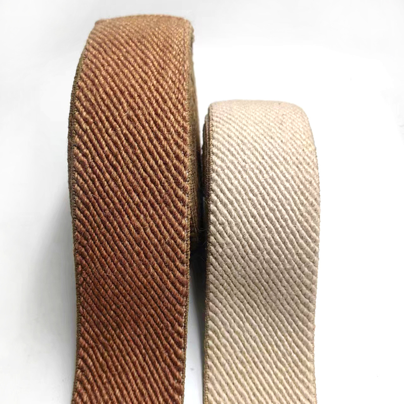 50% Jute 40% Latex 10% Polyester Twill Elastische Webbing für nachhaltiges Schuhmaterial
