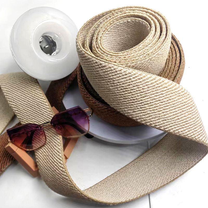 50% Jute 40% Latex 10% Polyester Twill Elastische Webbing für nachhaltiges Schuhmaterial