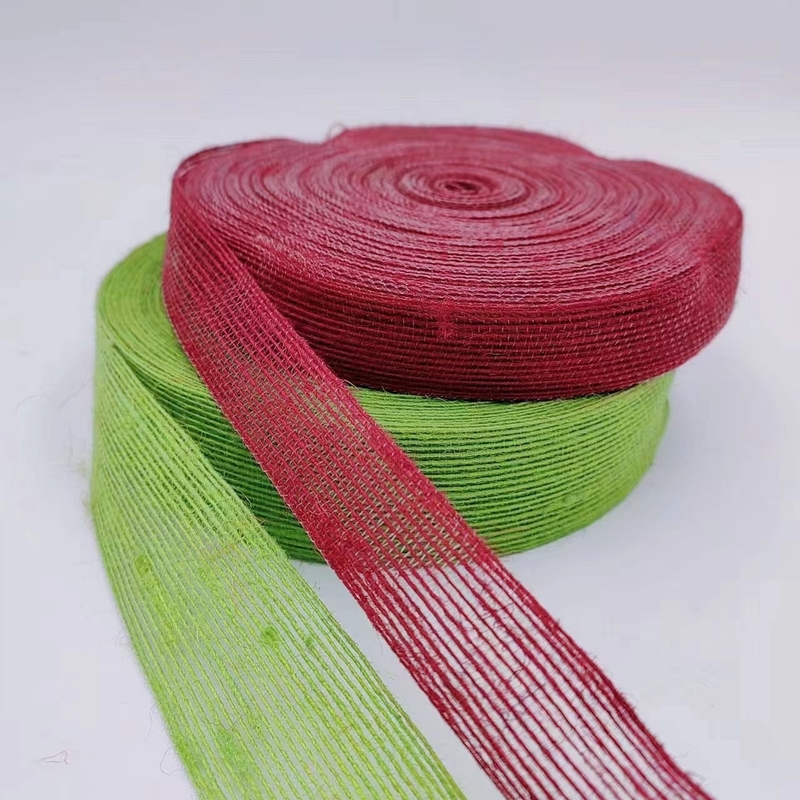 Custom Jute Ribbon für handgefertigte Weihnachtsdekorationen Unterstützung 7 Tage Probe Bestellzeiten