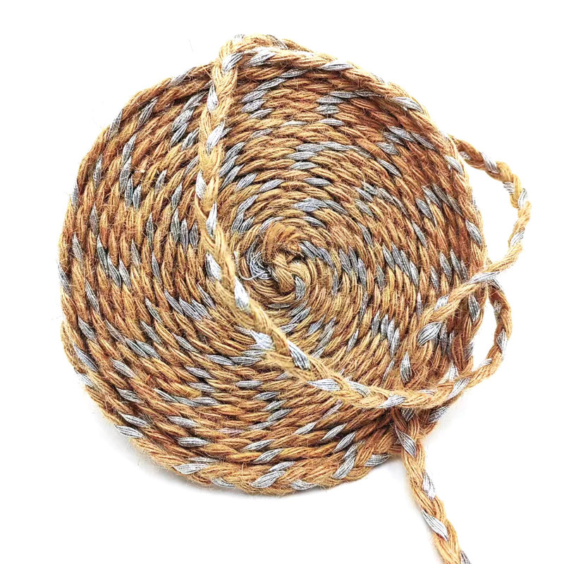 Erneuern Sie Ihre Kleidung Verpackung mit Silberdraht geflochtenen Hanf Dekorationsseile Jute Seil