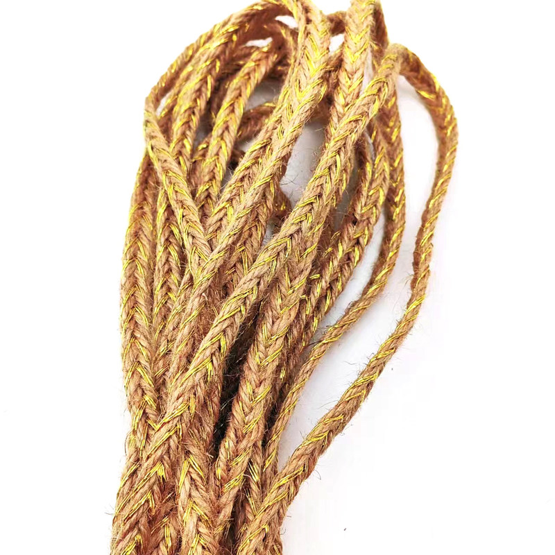 Erneuern Sie Ihre Kleidung Verpackung mit Silberdraht geflochtenen Hanf Dekorationsseile Jute Seil