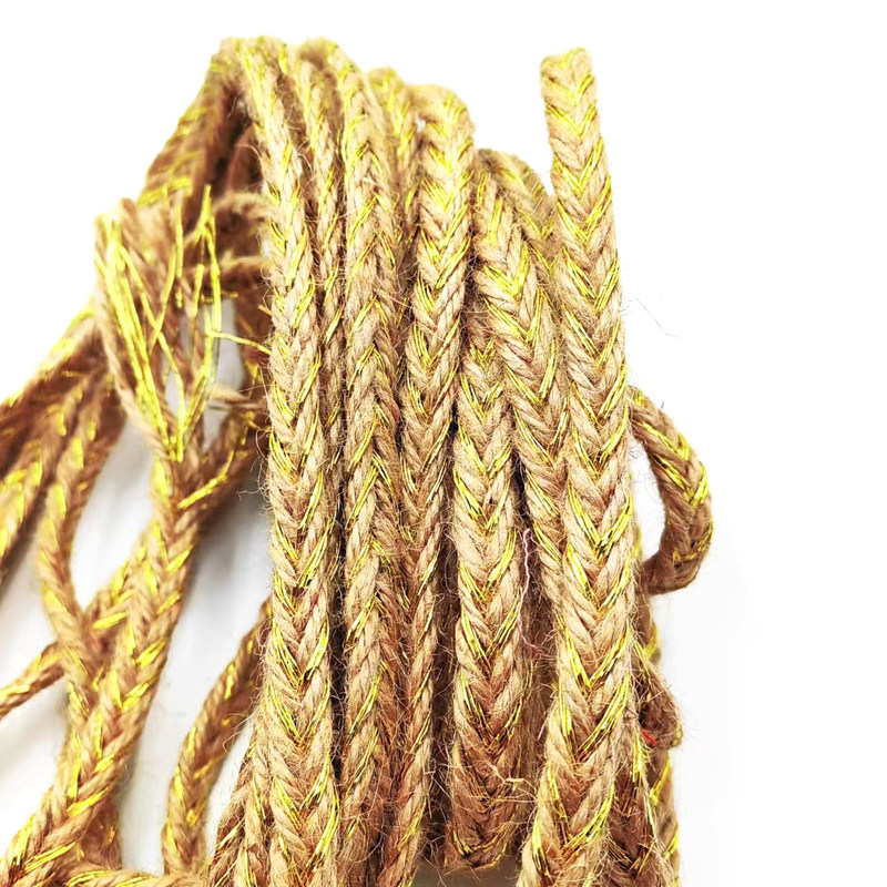 Erneuern Sie Ihre Kleidung Verpackung mit Silberdraht geflochtenen Hanf Dekorationsseile Jute Seil