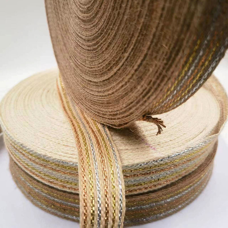 Maßgeschneiderte 50% Jute 15% Polyester Webbing Ribbon Roll für Fischerleinen Webbing Bedürfnisse