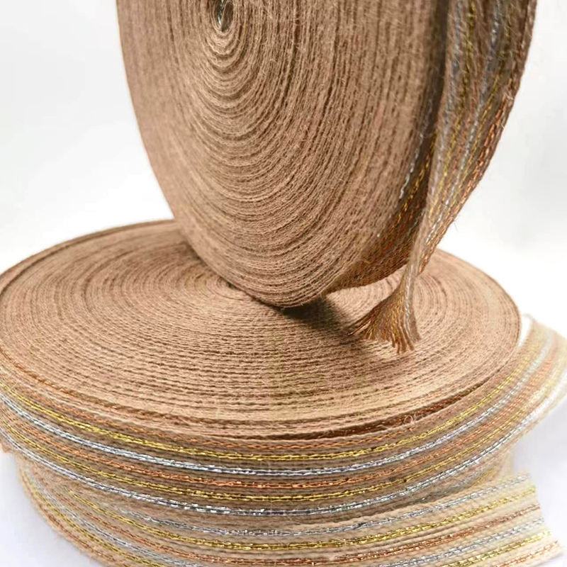 Maßgeschneiderte 50% Jute 15% Polyester Webbing Ribbon Roll für Fischerleinen Webbing Bedürfnisse