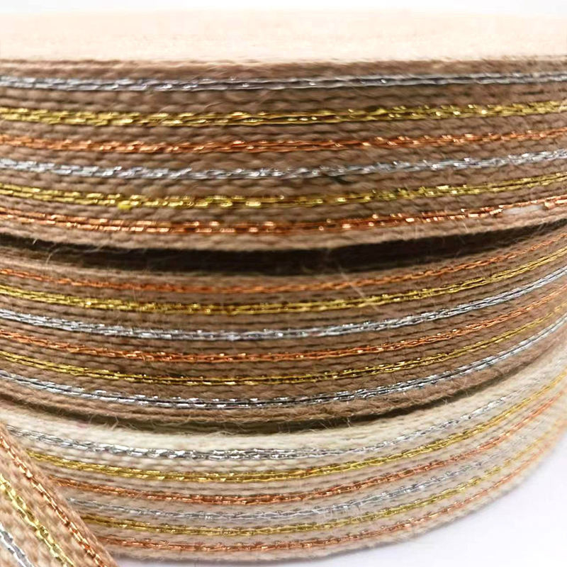 Maßgeschneiderte 50% Jute 15% Polyester Webbing Ribbon Roll für Fischerleinen Webbing Bedürfnisse