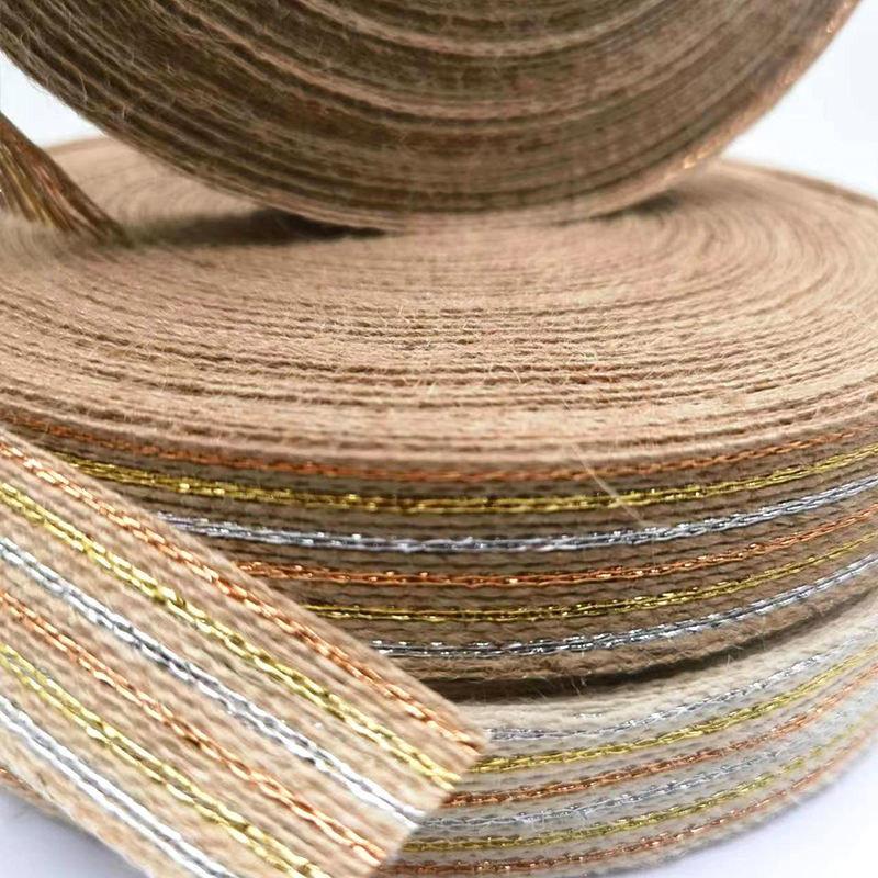 Maßgeschneiderte 50% Jute 15% Polyester Webbing Ribbon Roll für Fischerleinen Webbing Bedürfnisse