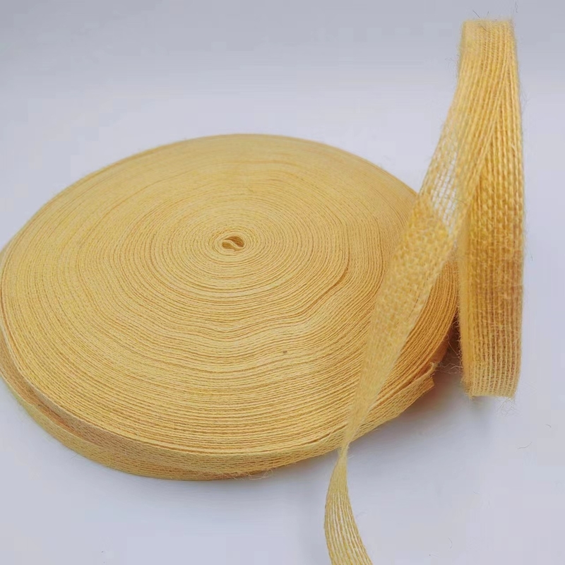 2024 Reine gelbe Fischerleine Hanfband Jute Webbing für angepasste Farben Bekleidung