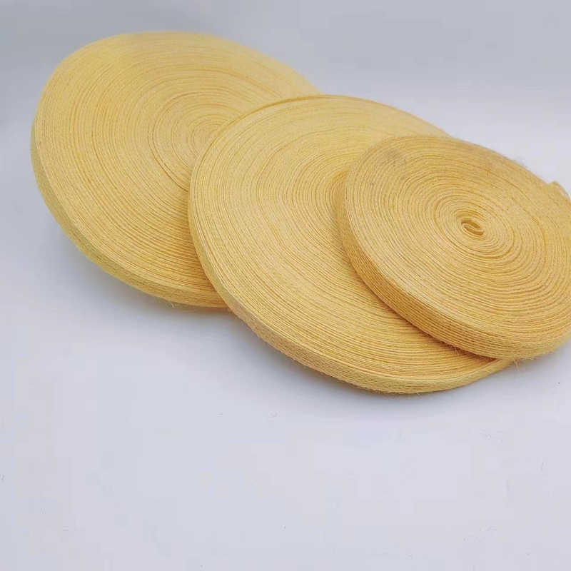 2024 Reine gelbe Fischerleine Hanfband Jute Webbing für angepasste Farben Bekleidung