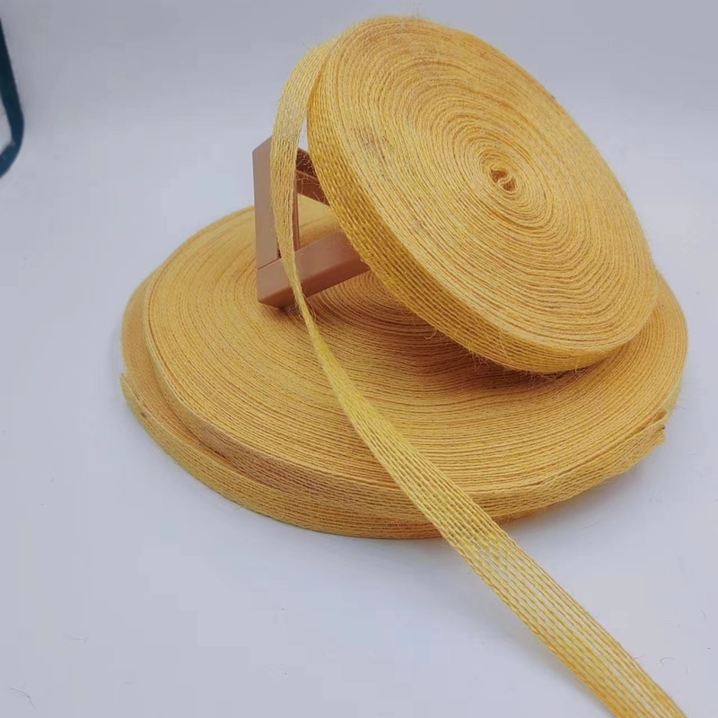 2024 Reine gelbe Fischerleine Hanfband Jute Webbing für angepasste Farben Bekleidung