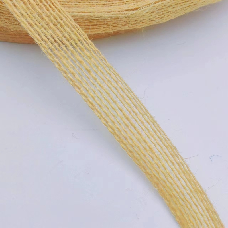 2024 Reine gelbe Fischerleine Hanfband Jute Webbing für angepasste Farben Bekleidung