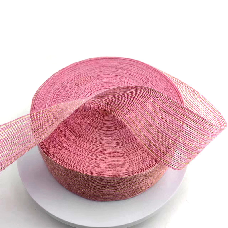 Pink Jute Band Jute Burlap Rollen für Geschenk Verpackung Weihnachtshochzeitsschmuck 2,6 Zoll