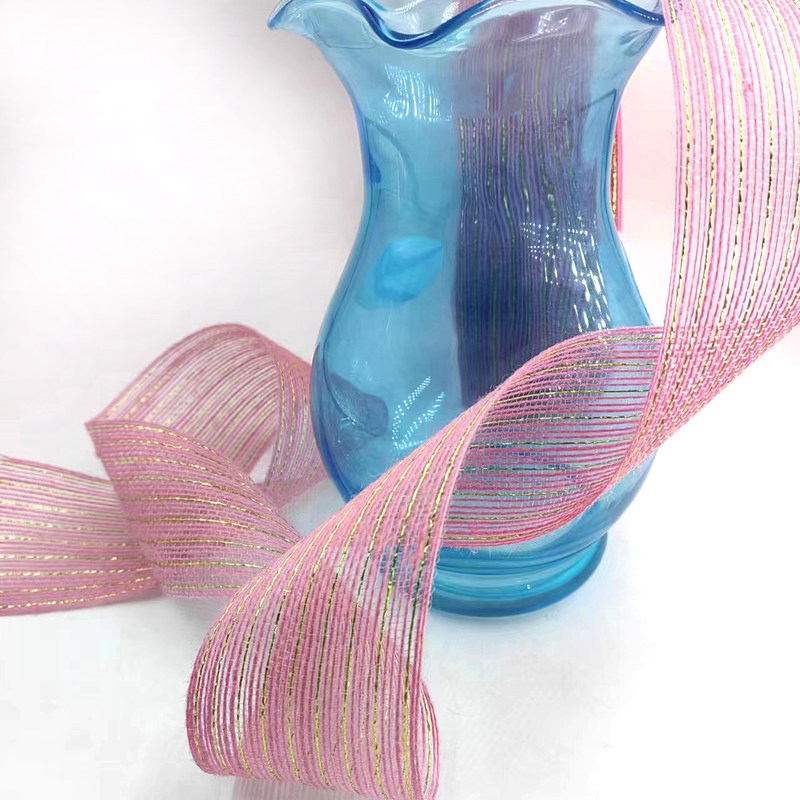 Pink Jute Band Jute Burlap Rollen für Geschenk Verpackung Weihnachtshochzeitsschmuck 2,6 Zoll