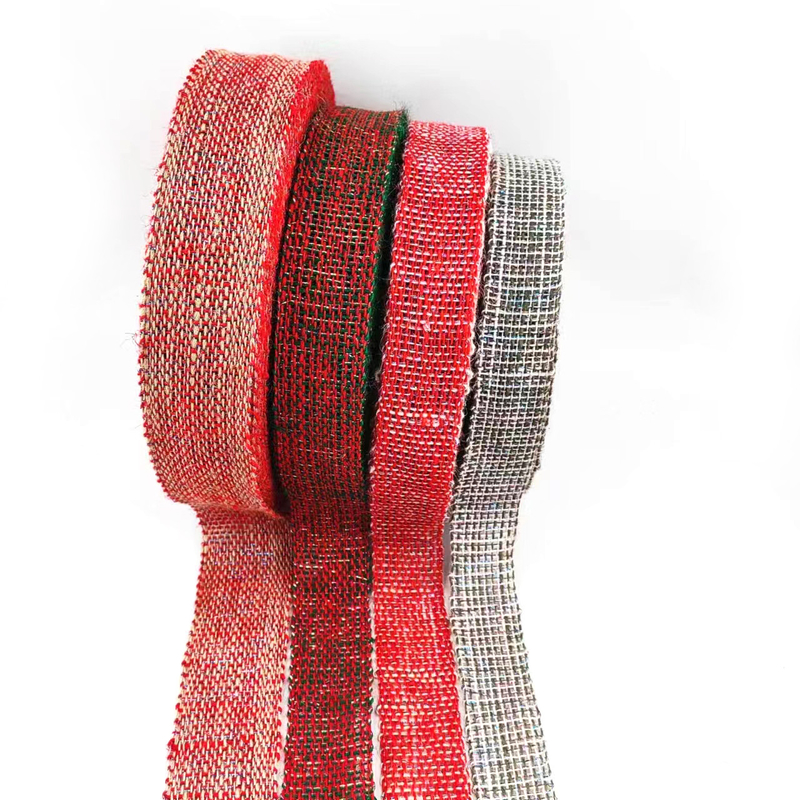 Nachhaltiges 4 Cm Rot-Orange-Silber-Farbband mit Weihnachtsschmuck