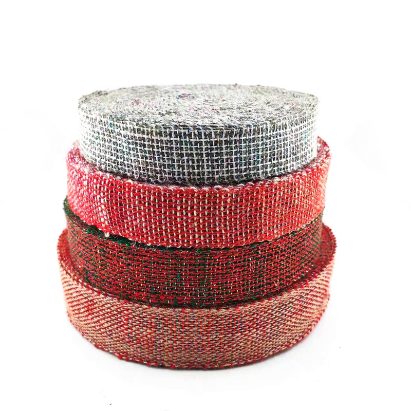 Nachhaltiges 4 Cm Rot-Orange-Silber-Farbband mit Weihnachtsschmuck