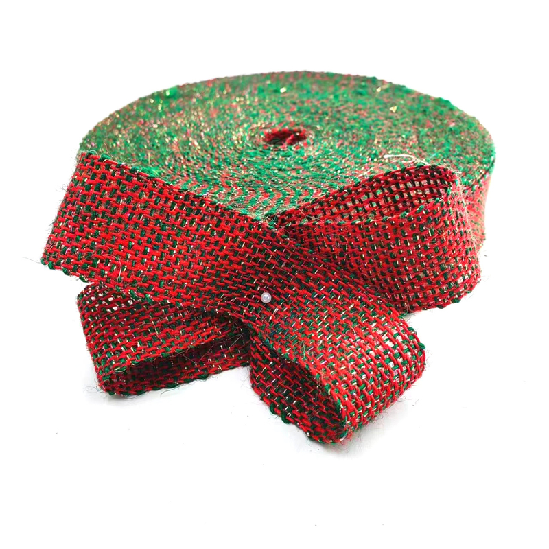Nachhaltiges 4 Cm Rot-Orange-Silber-Farbband mit Weihnachtsschmuck