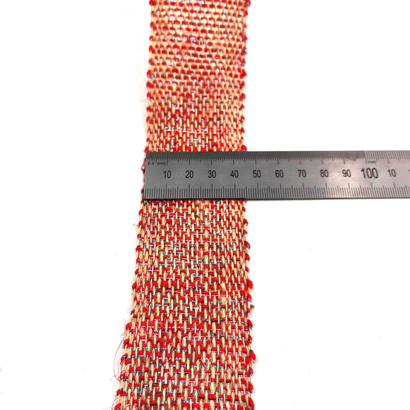 Nachhaltiges 4 Cm Rot-Orange-Silber-Farbband mit Weihnachtsschmuck