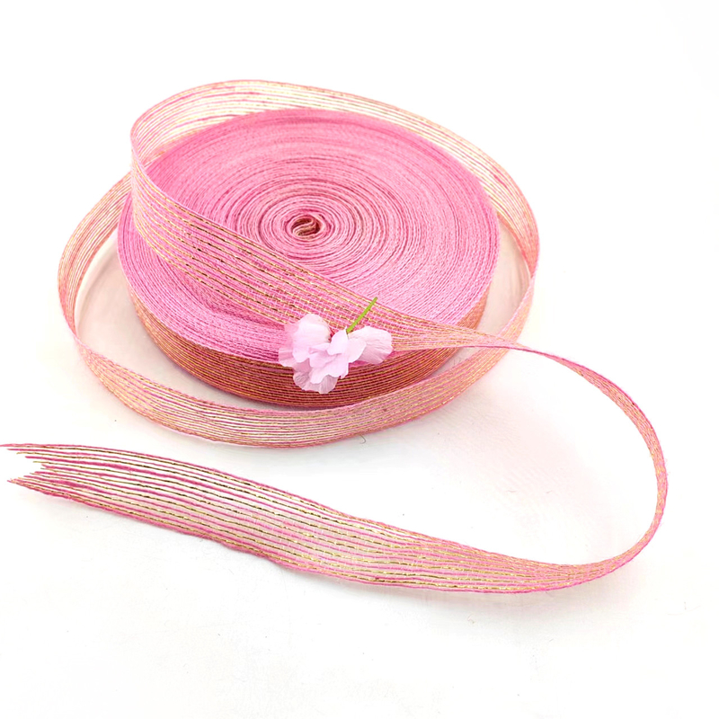 50% Jute 50% Polyester Fischseide Glitter Dekoratives Jute Band für Geschenkverpackungen