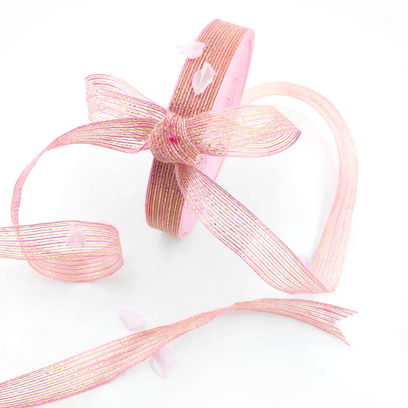 50% Jute 50% Polyester Fischseide Glitter Dekoratives Jute Band für Geschenkverpackungen