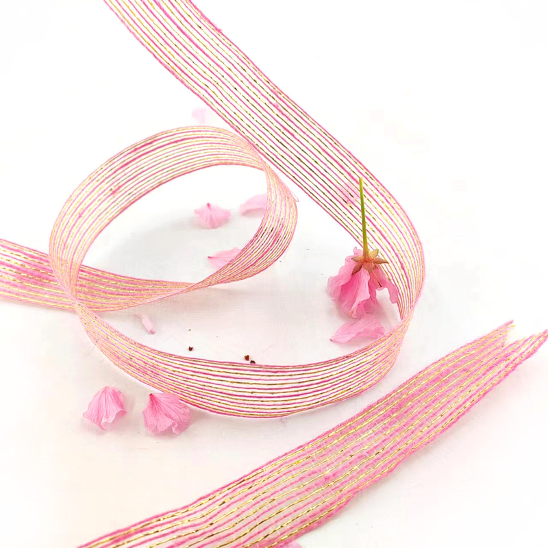50% Jute 50% Polyester Fischseide Glitter Dekoratives Jute Band für Geschenkverpackungen