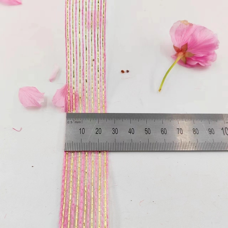 Jute und Polyester Fischfillet Glitter Dekorationsband für direktes rosa Band Geschenkfolie