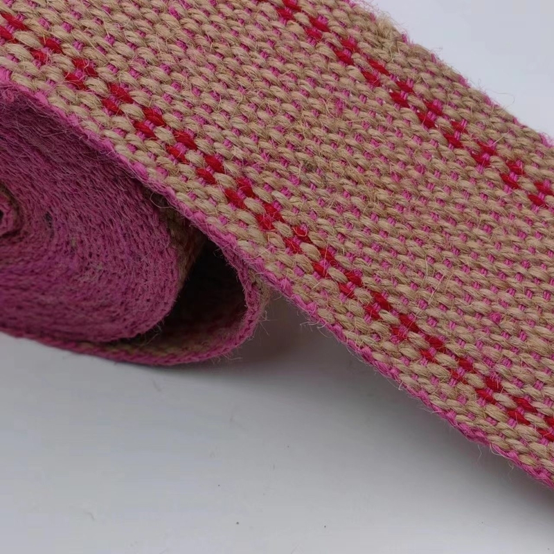 Hersteller angepasste Jute Webbing Doppelfarbige Rucksackgurt mit angepassten Farben