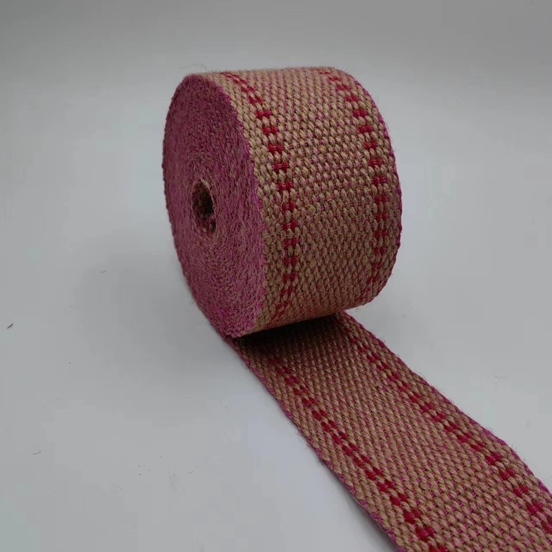 Hersteller angepasste Jute Webbing Doppelfarbige Rucksackgurt mit angepassten Farben