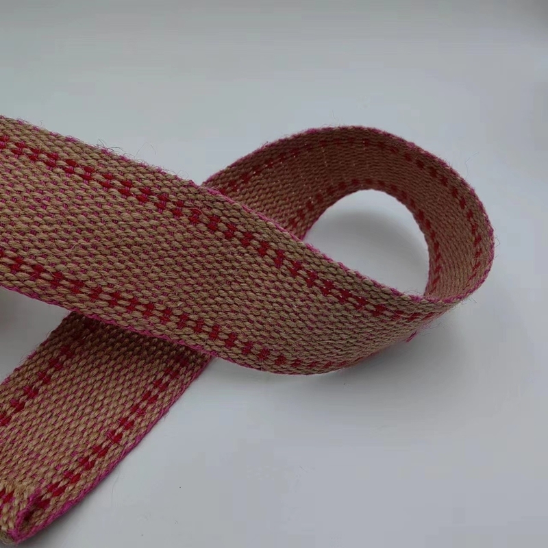Hersteller angepasste Jute Webbing Doppelfarbige Rucksackgurt mit angepassten Farben